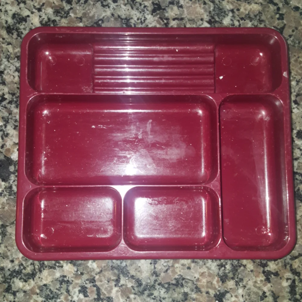 5 compartment burgundy pen/ paper clip tray used in excellent condition